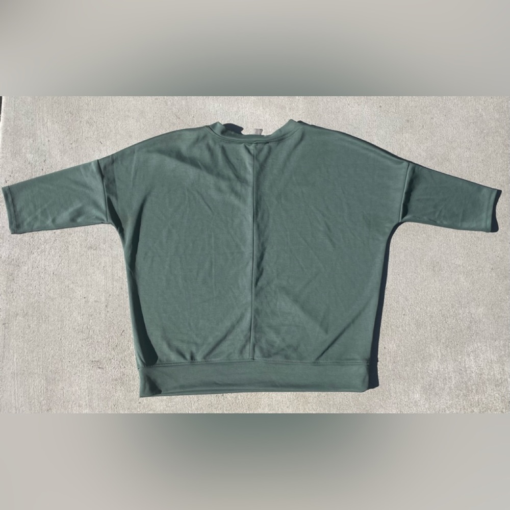 CABLE & GAUGE STUDIO V NECK BATWING SLEEVE LOOSE GREEN PULLOVER LAST SALE PRICE - Picture 4 of 5